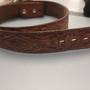 Tooled Leather Western Belt Kokopelli Southwestern Design